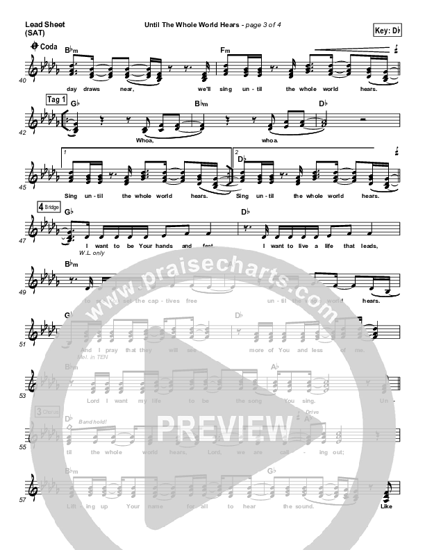 Until The Whole World Hears Lead Sheet (SAT) (Casting Crowns)