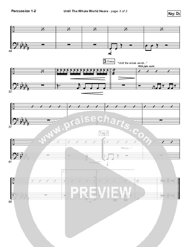Until The Whole World Hears Percussion 1/2 (Casting Crowns)