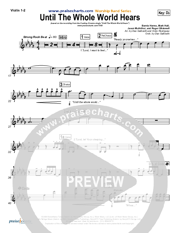 Until The Whole World Hears Violin 1/2 (Casting Crowns)