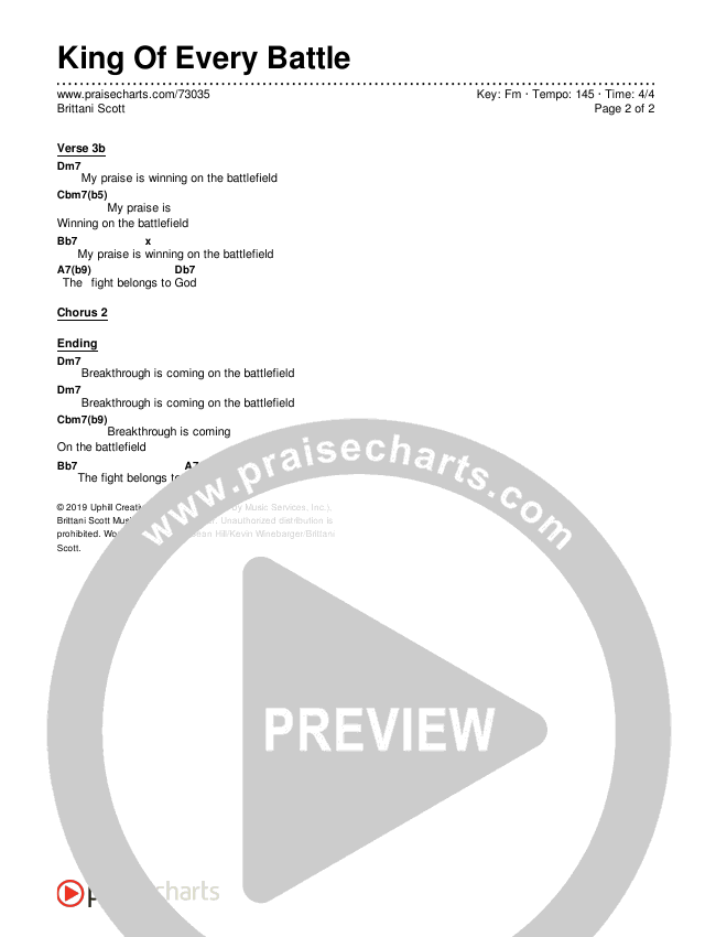 King Of Every Battle Chords & Lyrics (Brittani Scott)