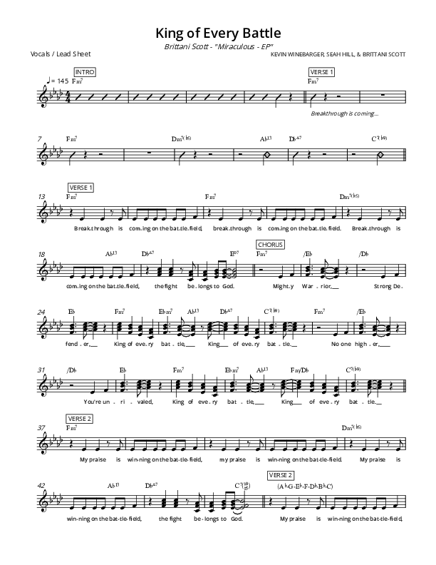 King Of Every Battle Lead Sheet (Brittani Scott)