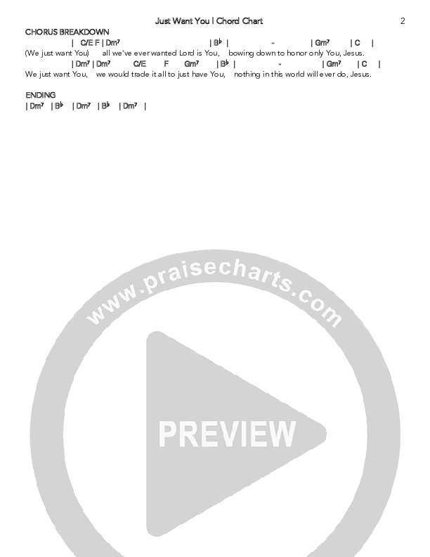 Just Want You Chord Chart (Brittani Scott)