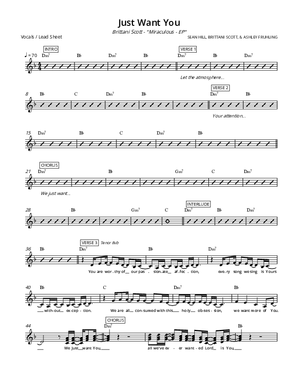 Just Want You Lead Sheet (Brittani Scott)