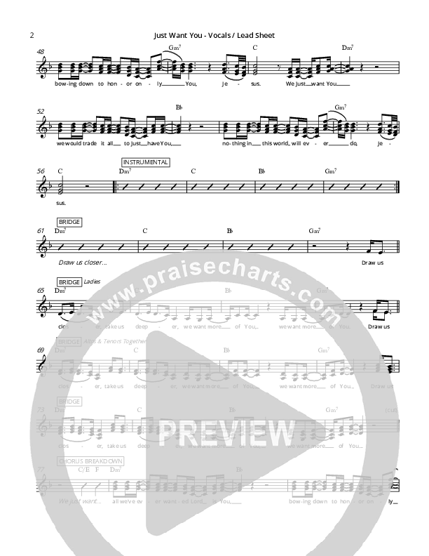 Just Want You Lead Sheet (Brittani Scott)