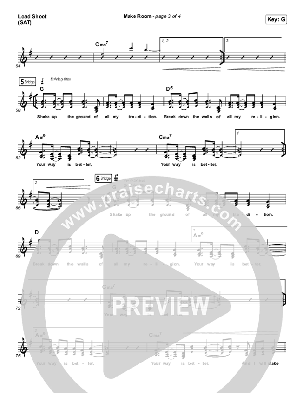 Make Room (Live) Lead Sheet (SAT) (Community Music)