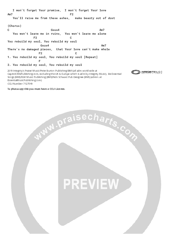 Ruins (Rebuild My Soul) Chord Chart (Thrive Worship)