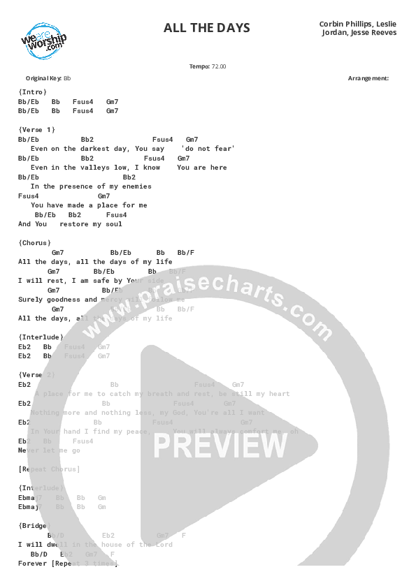 All The Days Chords & Lyrics (Thrive Worship)