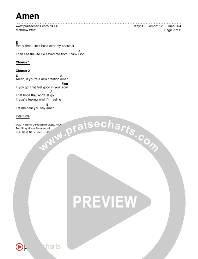 Amen Chords & Lyrics (Matthew West)