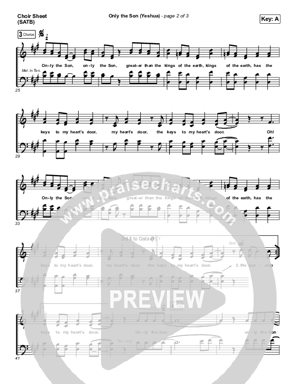 Only The Son (Yeshua) Choir Sheet (SATB) (Newsboys)