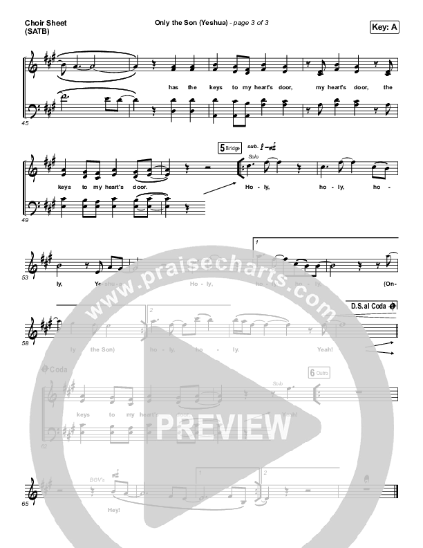 Only The Son (Yeshua) Choir Sheet (SATB) (Newsboys)