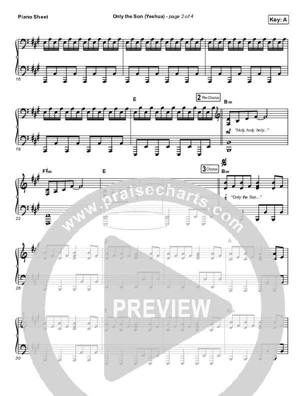 Only The Son (Yeshua) Piano Sheet (Newsboys)