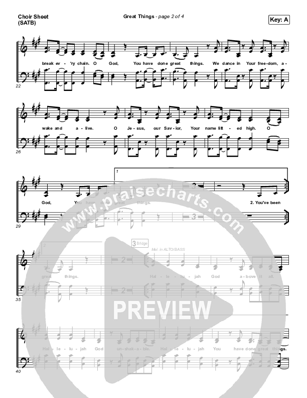 Great Things (Live) Choir Sheet (SATB) (Phil Wickham)