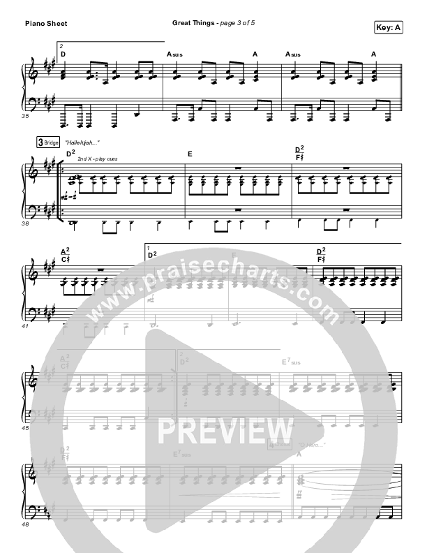 Great Things (Live) Piano Sheet (Phil Wickham)