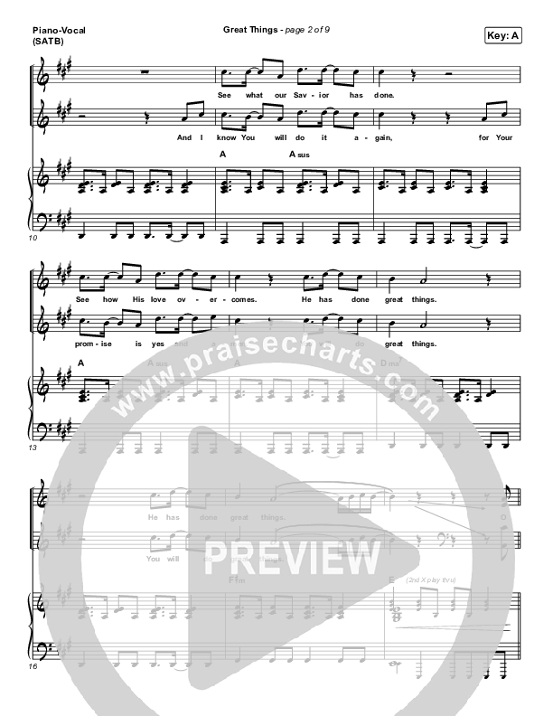 Great Things (Live) Piano/Vocal Pack (Phil Wickham)