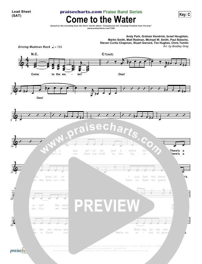 Come To The Water Sheet Music PDF (Chris Tomlin / Martin Smith / Kirk ...