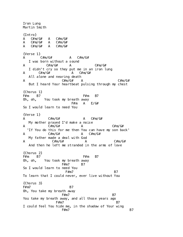 Iron Lung Chords & Lyrics (Martin Smith)