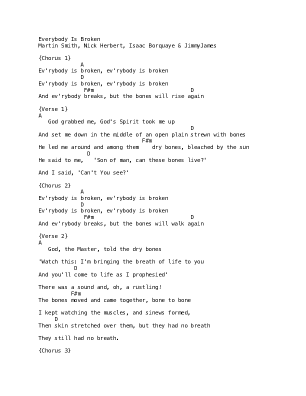 Everybody Is Broken Chords & Lyrics (Martin Smith)