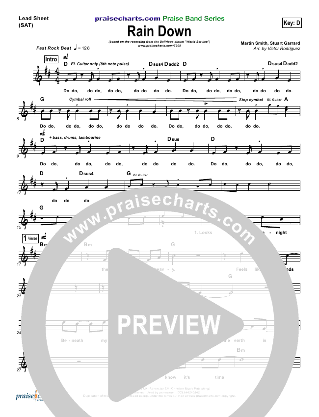 Rain Down Sheet Music PDF (Delirious) PraiseCharts
