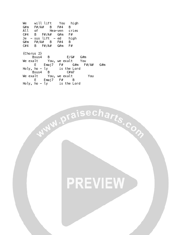 Exalt Chord Chart (Martin Smith)