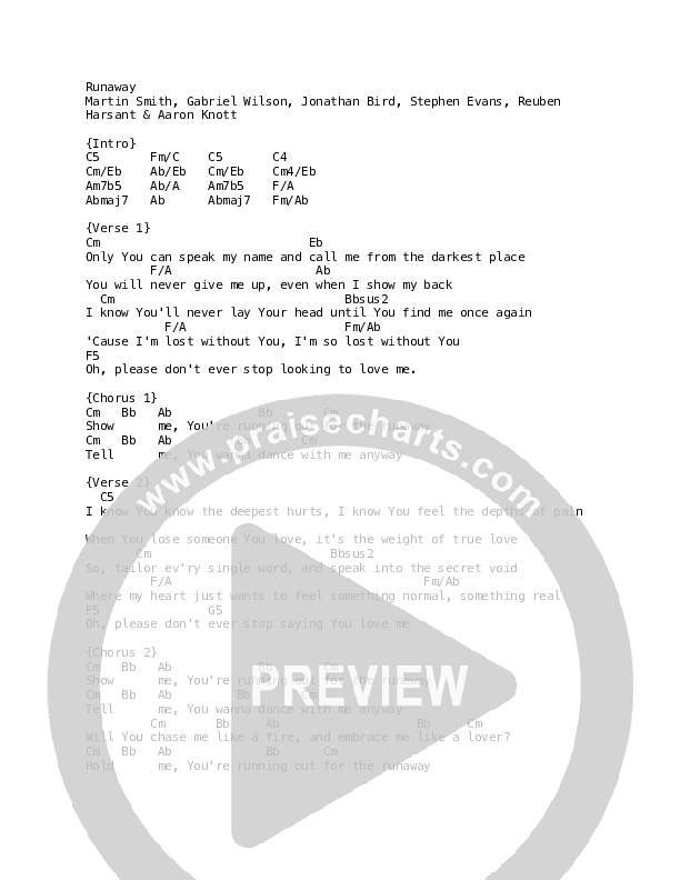 Runaway Chords & Lyrics (Martin Smith)