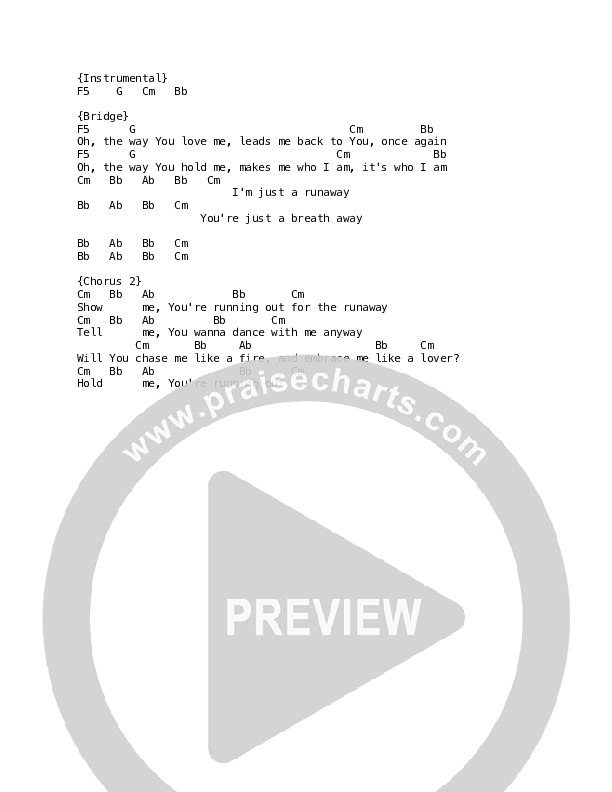 Runaway Chords & Lyrics (Martin Smith)