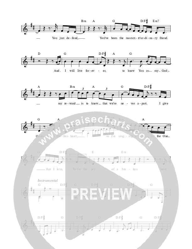 Give Thanks For A Broken Heart Lead Sheet (Martin Smith)
