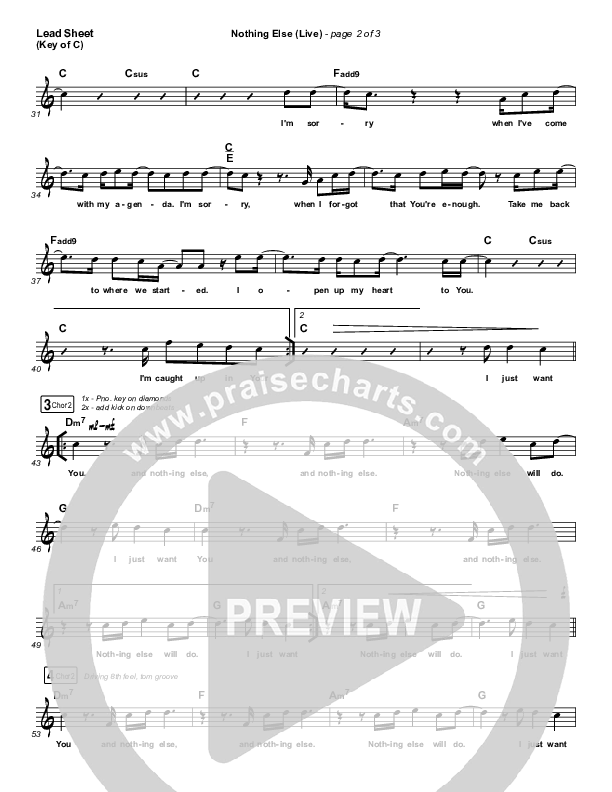 Nothing Else (Live) Lead Sheet (Melody) (Cody Carnes)