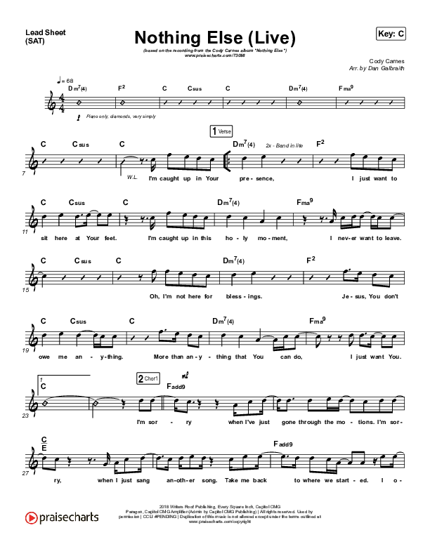 Nothing Else (Live) Lead Sheet (SAT) (Cody Carnes)