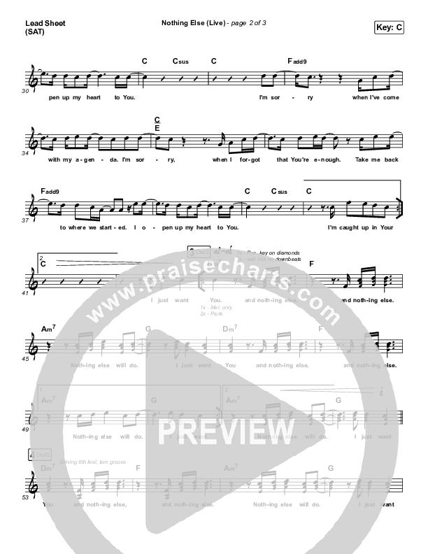 Nothing Else (Live) Lead Sheet (SAT) (Cody Carnes)