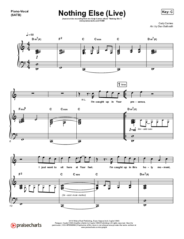 Nothing Else (Live) Piano/Vocal (SATB) (Cody Carnes)