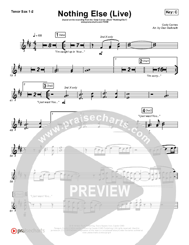 Nothing Else (Live) Tenor Sax 1/2 (Cody Carnes)