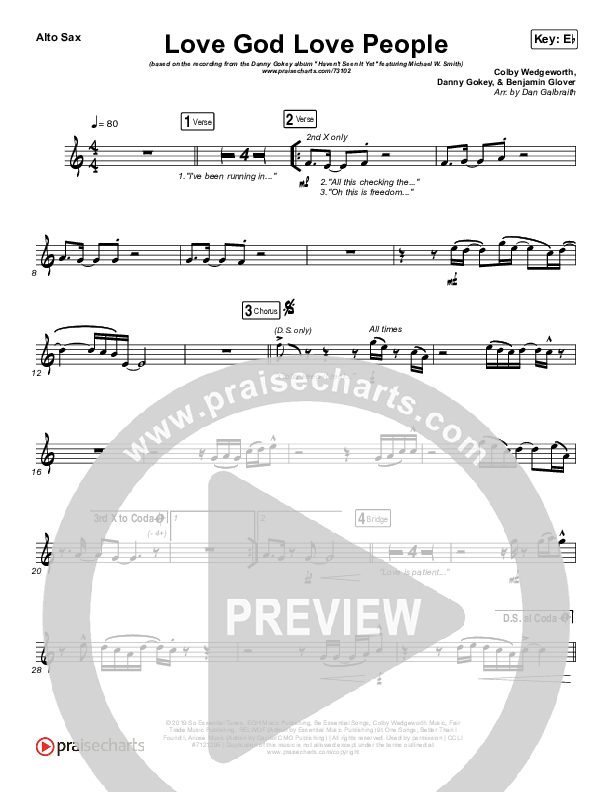 Love God Love People Alto Sax (Danny Gokey / Michael W. Smith)