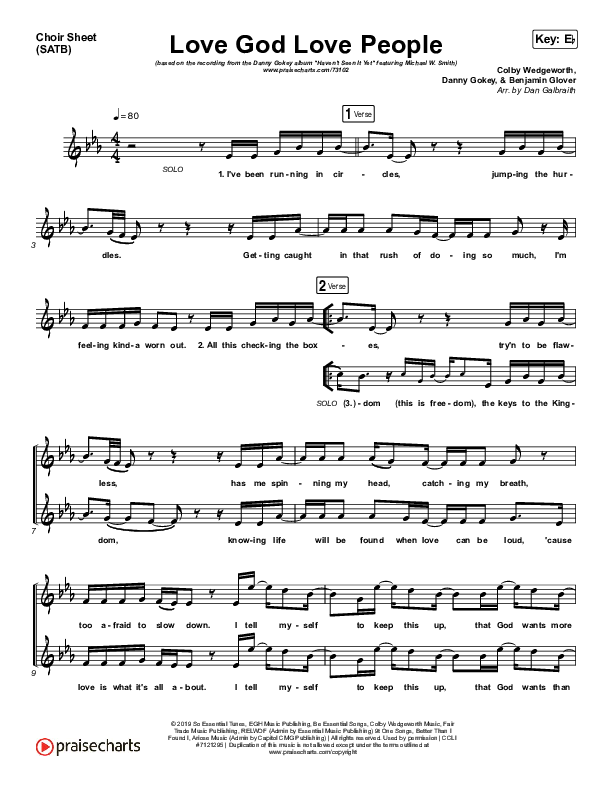 Love God Love People Choir Sheet (SATB) (Danny Gokey / Michael W. Smith)