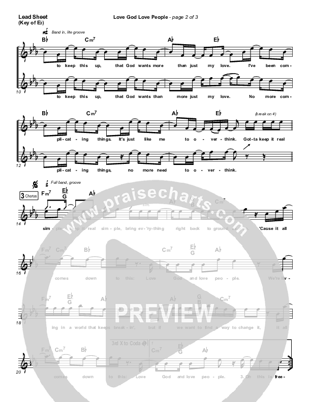 Love God Love People Lead Sheet (Melody) (Danny Gokey / Michael W. Smith)