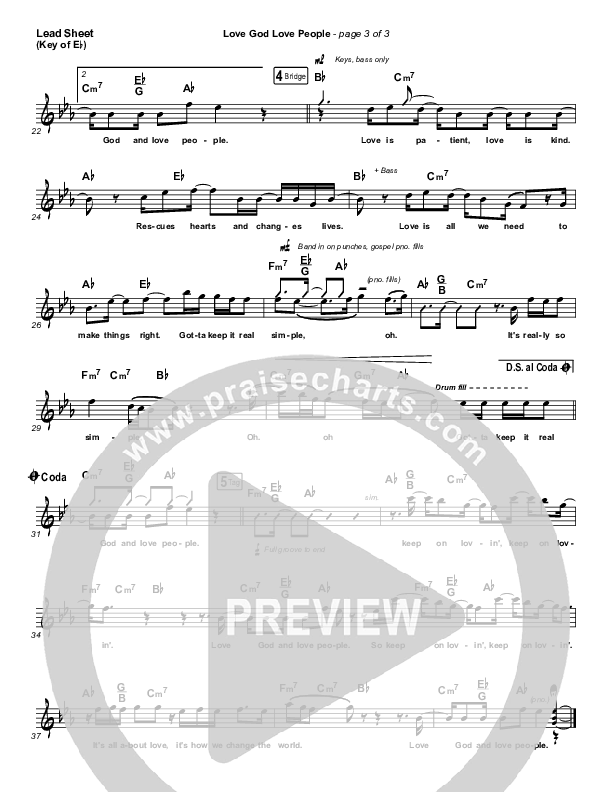 Love God Love People Lead Sheet (Melody) (Danny Gokey / Michael W. Smith)