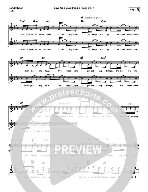 Love God Love People Lead Sheet (SAT) (Danny Gokey / Michael W. Smith)