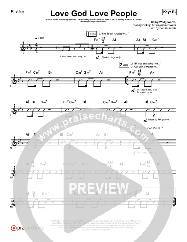 Love God Love People Rhythm Chart (Danny Gokey / Michael W. Smith)