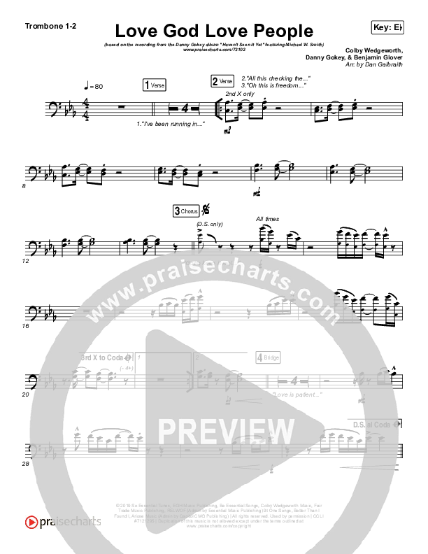 Love God Love People Trombone 1/2 (Danny Gokey / Michael W. Smith)