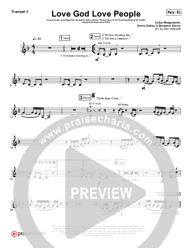 Love God Love People Trumpet 3 (Danny Gokey / Michael W. Smith)