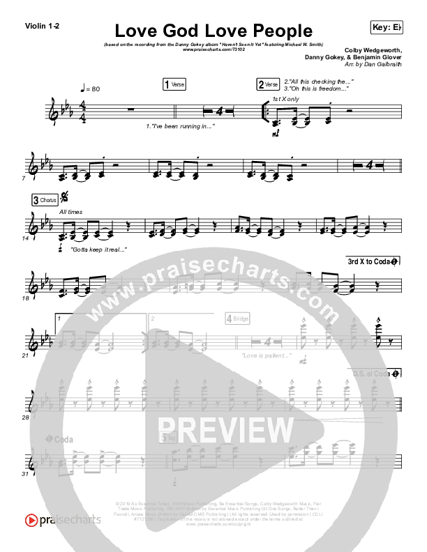 Love God Love People Violin 1/2 (Danny Gokey / Michael W. Smith)