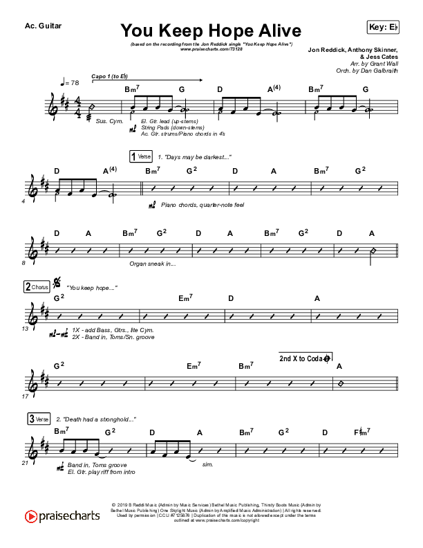 You Keep Hope Alive Acoustic Guitar (Jon Reddick)