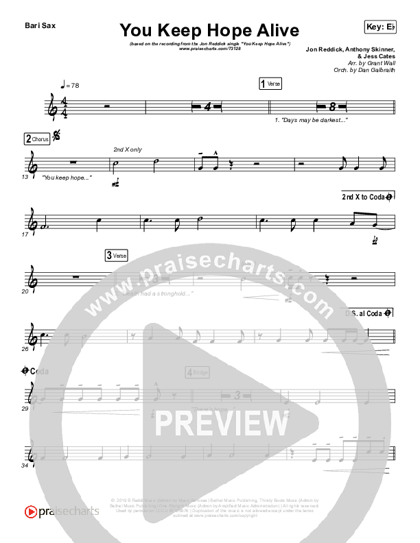 You Keep Hope Alive Bari Sax (Jon Reddick)