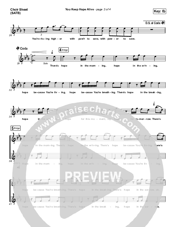 You Keep Hope Alive Choir Vocals (SATB) (Jon Reddick)