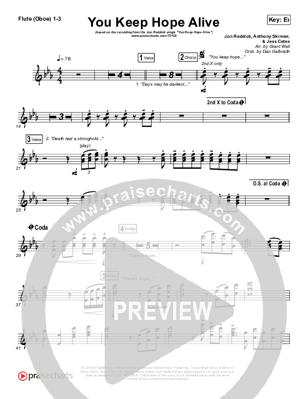 You Keep Hope Alive Flute/Oboe 1/2/3 (Jon Reddick)