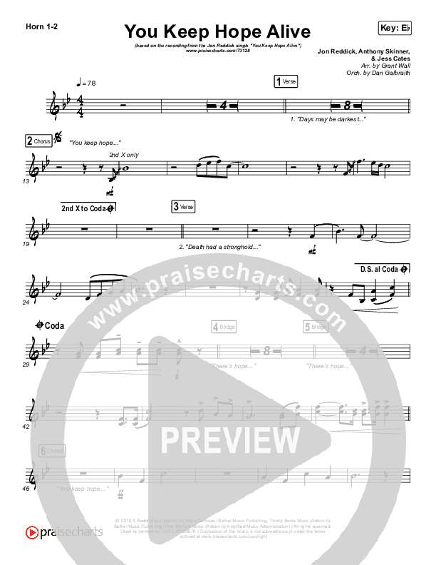 You Keep Hope Alive French Horn 1/2 (Jon Reddick)