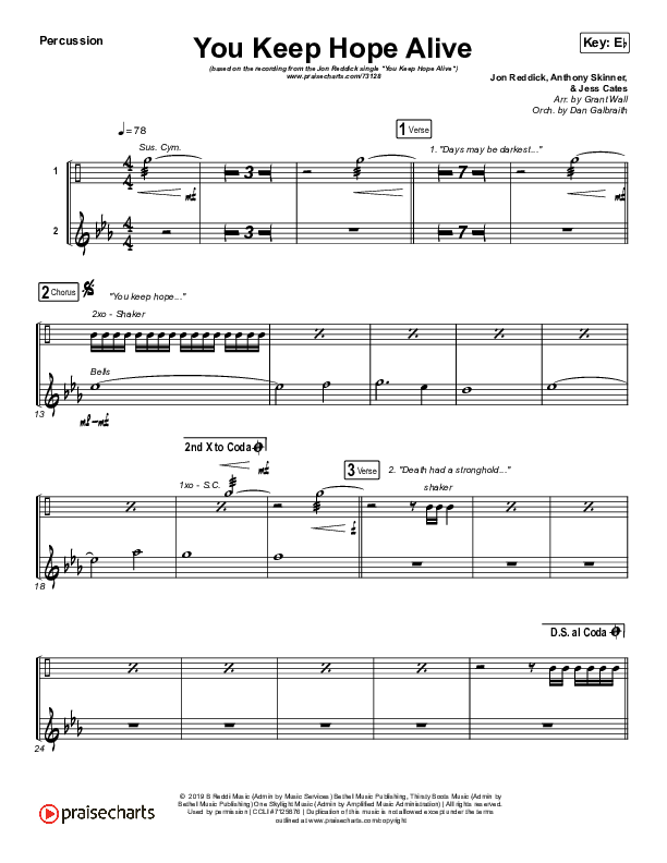 You Keep Hope Alive Percussion (Jon Reddick)