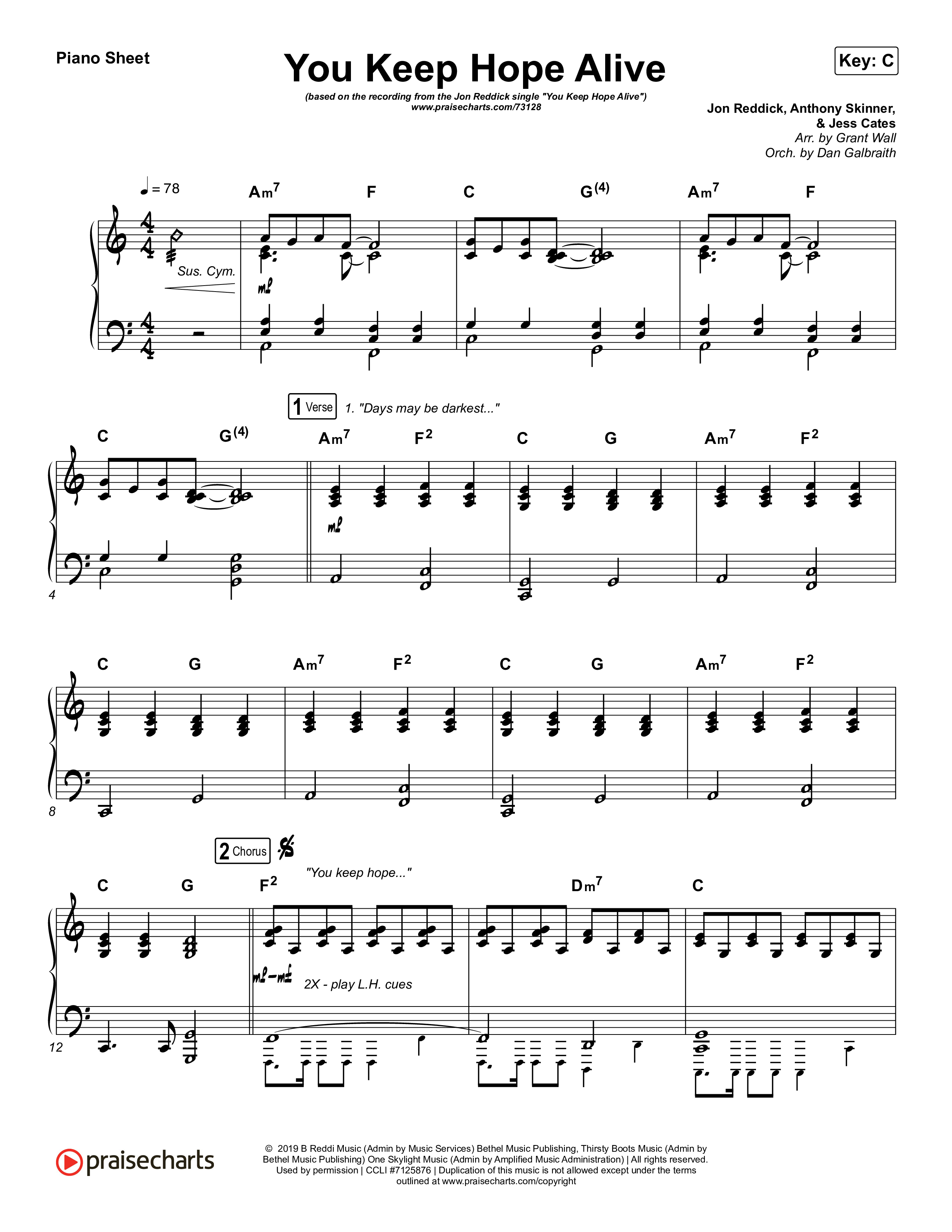 You Keep Hope Alive Piano Sheet (Jon Reddick)