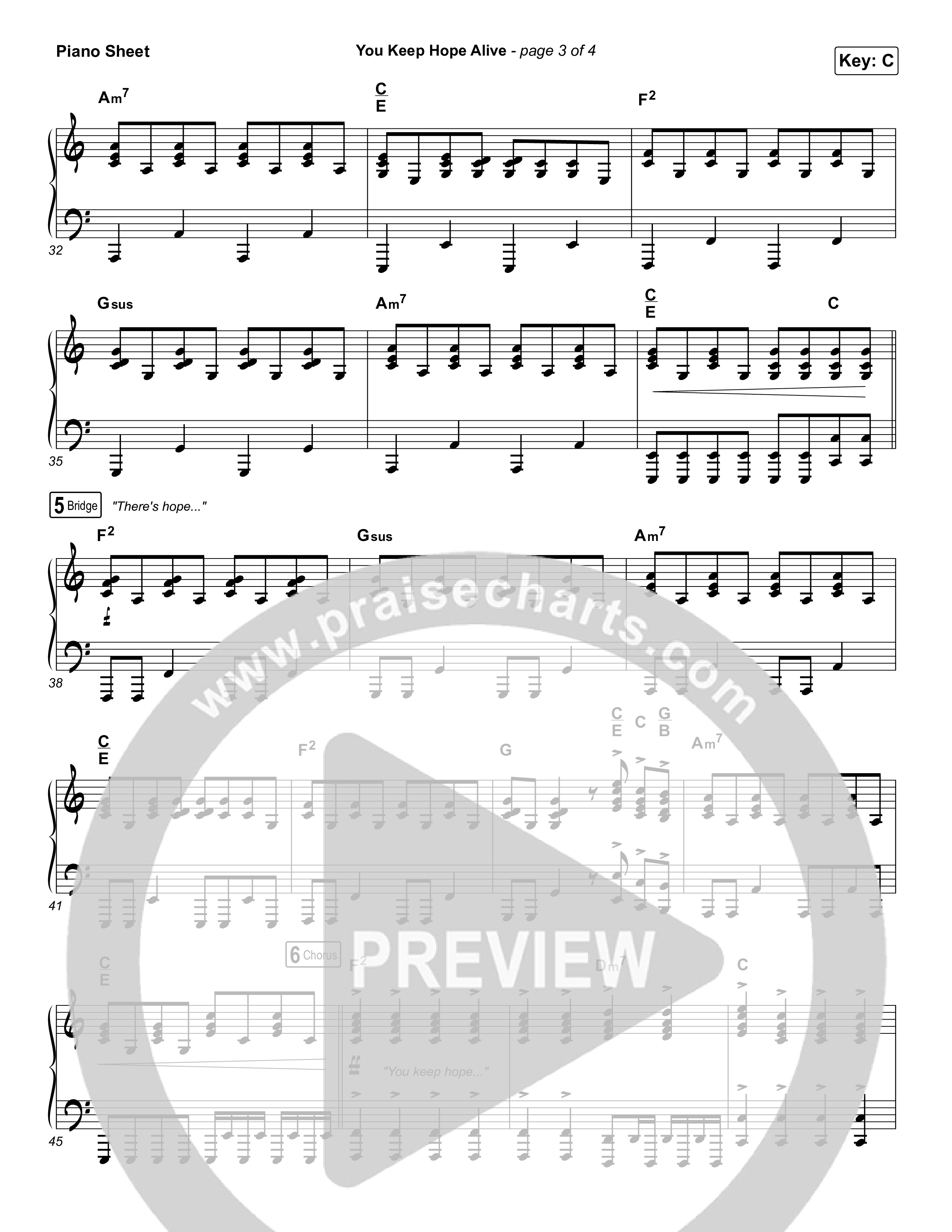 You Keep Hope Alive Piano Sheet (Jon Reddick)