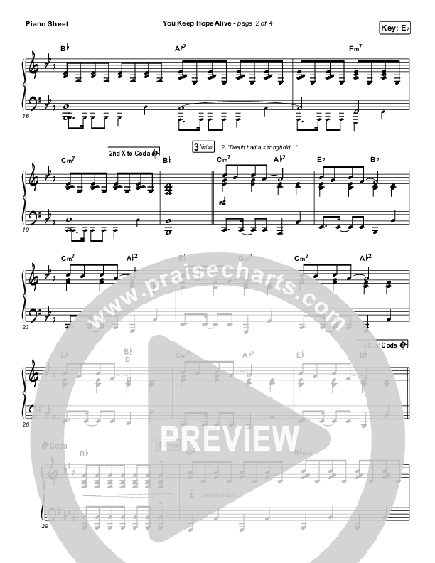 You Keep Hope Alive Piano Sheet (Jon Reddick)