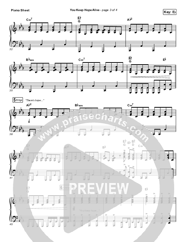 You Keep Hope Alive Piano Sheet (Jon Reddick)